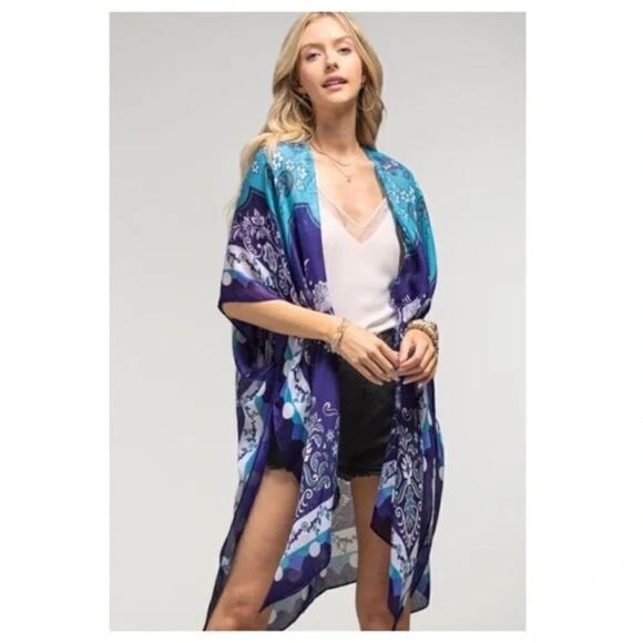 Floral Multicolor Lightweight Kimono OSFM - Picture 1 of 7